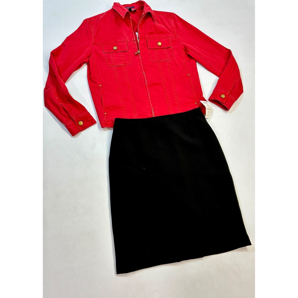 Vintage NWT Tahari Arthur S. Levine Petite Black Pencil Skirt Career Office 4P‎